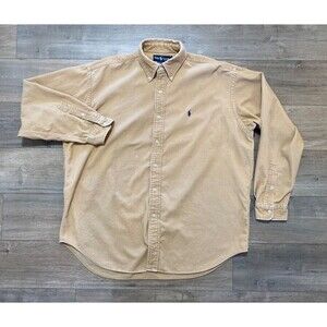 Ralph Lauren Polo Blaire Mens L-XL Button Down Corduroy Blue Pony Oversized